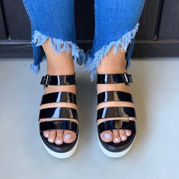 Patent Caged Gladiator Strappy Platform Sandal - Picture 2 of 5